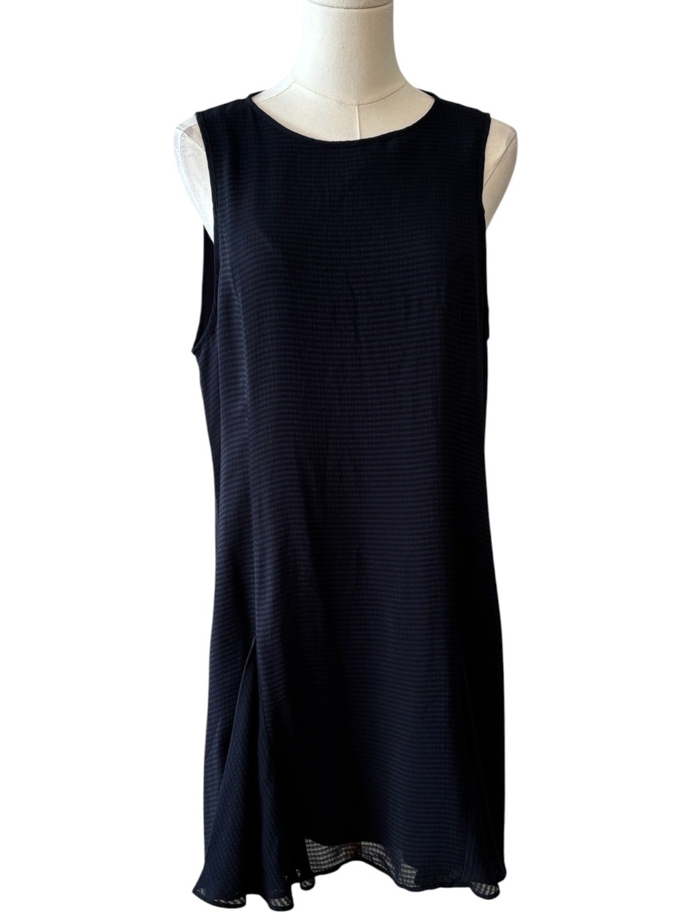 Reiss Black & Purple Stripe Sleeveless Trapeze Shift Mini Dress Size 10